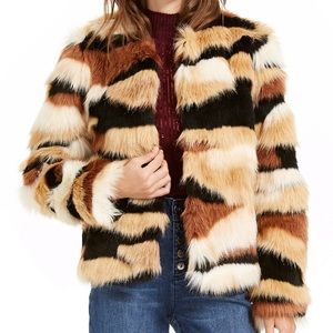INC International Concepts Multicolor Striped Teddy Jacket